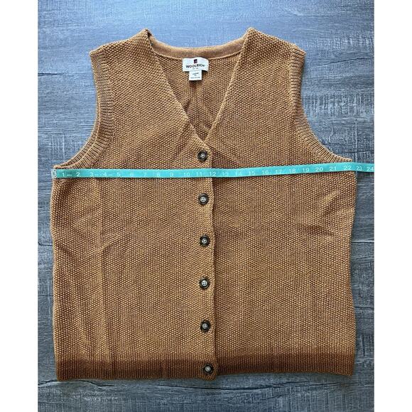 WOOLRICH Women’s Ochre Knit Vest Cardigan Brown Copper Cabin Core 100% Wool XL - Picture 6 of 9